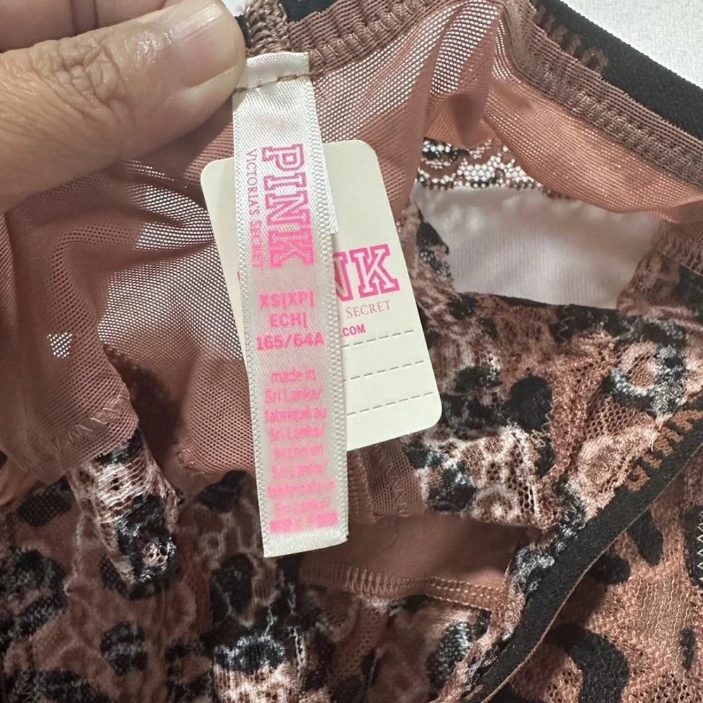 Victoria's Secret PINK Leopard Lace Cheekster Panty- Brown & Black